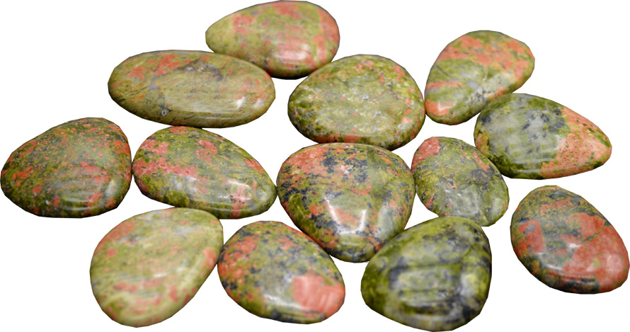 Unakite flat pebbles 250g