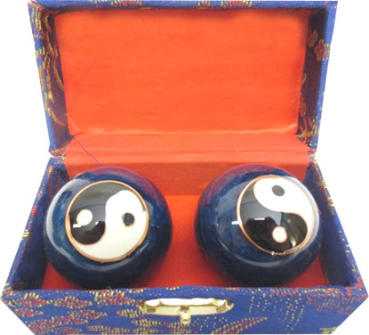 Boules de massage bleues ying yang 4.5cm