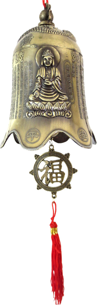 Cloche bonne chance en metal bouddha 40cm