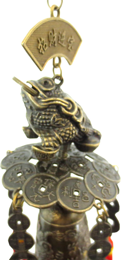 Cloche bonne chance en metal grenouille 38cm