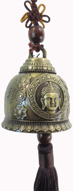 Cloche bonne chance en metal bouddha 28cm