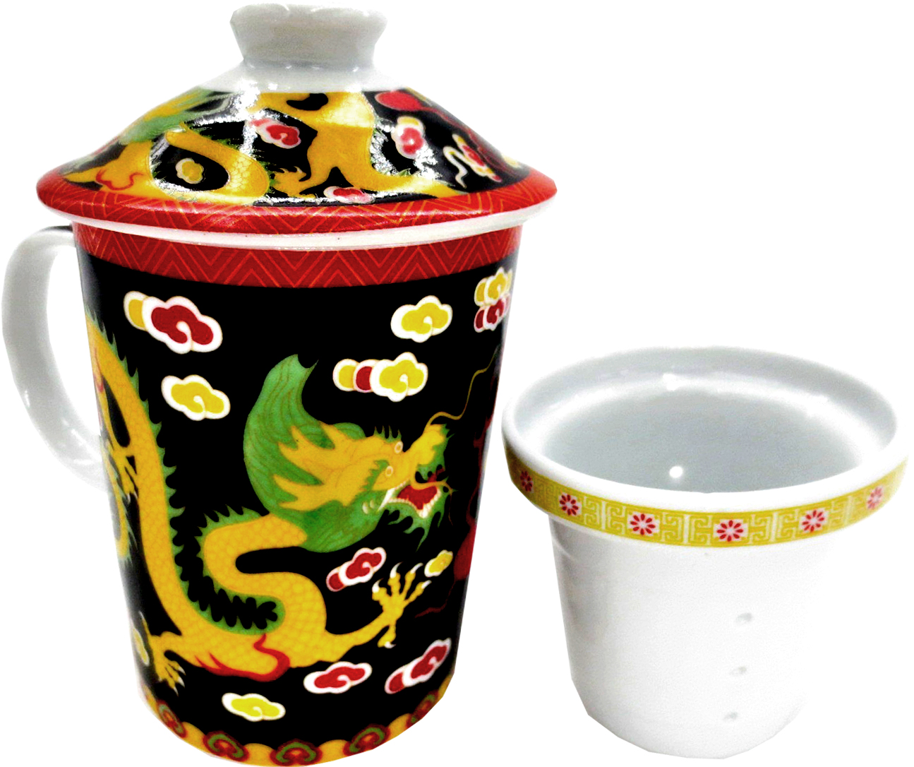 Mug théière noir dragon chinois
