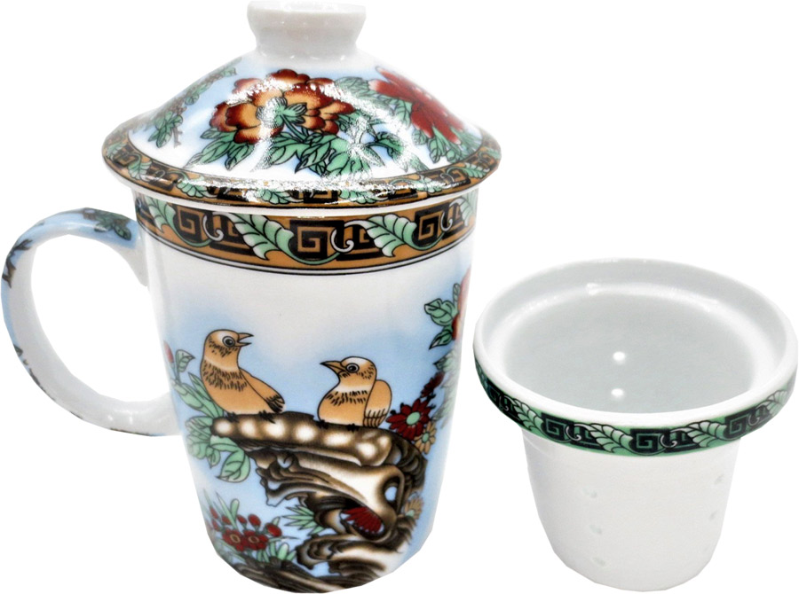 Mug théière moineaux jaunes