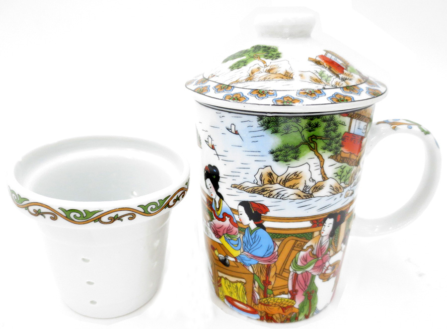 Mug Théière, porcelaine femmes chinoises assises