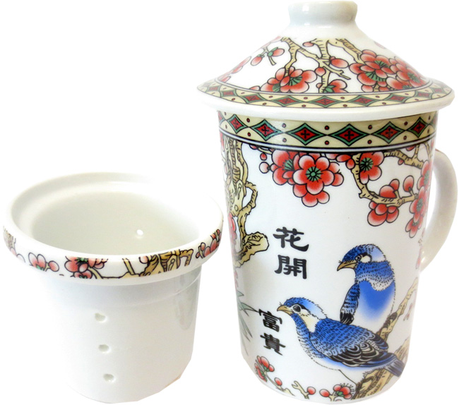Mug théière 2 pigeons bleus