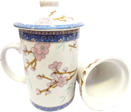 Mug Théière, porcelaine fleurs roses 