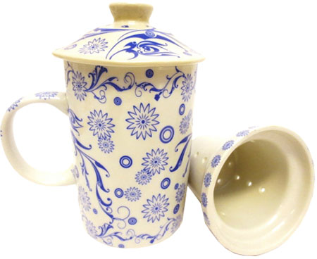 Mug Théière, porcelaine decoration bleu 