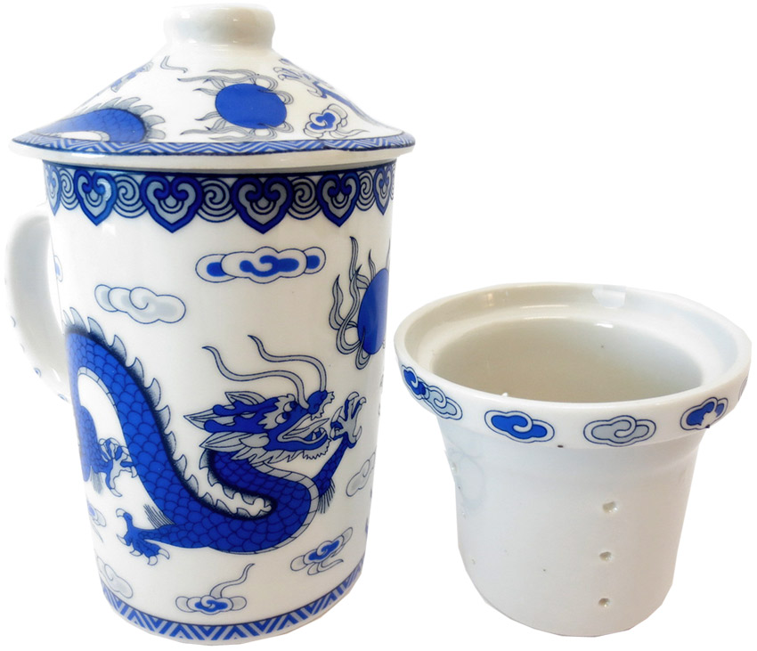 Mug théière blanc dragon bleu