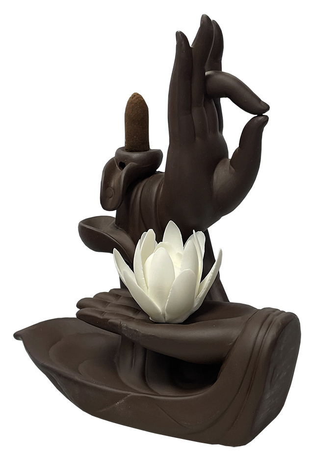 Incense holder backflow terracotta Fountain, Hand, Lotus 21cm