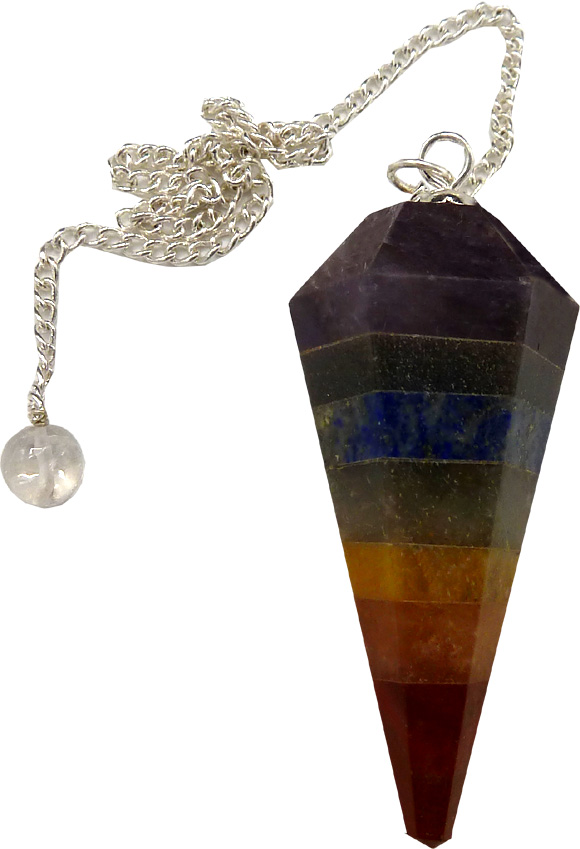 Faceted 7 chakra pendulum 6 faces