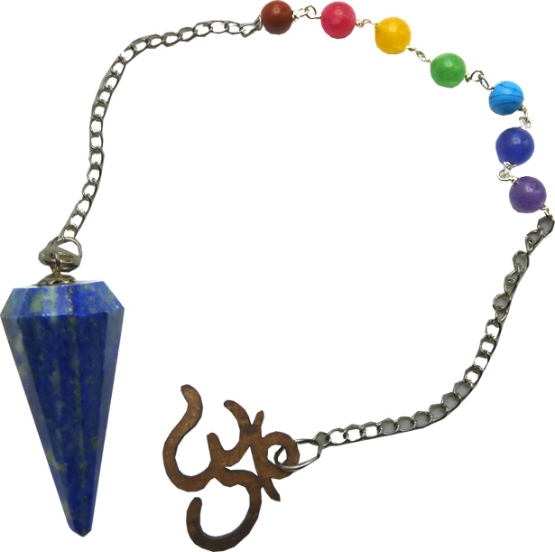 Pendule Lapis Lazuli 12 faces chakra & om