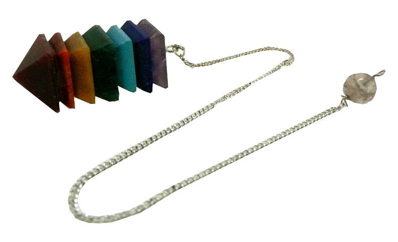 Pendule conique pierres 7 chakras 4cm