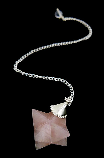 Pendule quartz rose merkaba