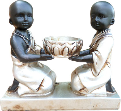 Porte encens cones ou bougeoir 2 moines 13cm