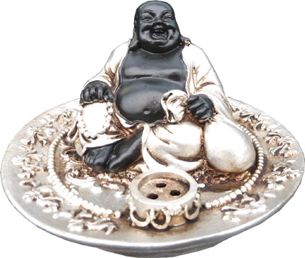 Porte encens résine happy bouddha x3