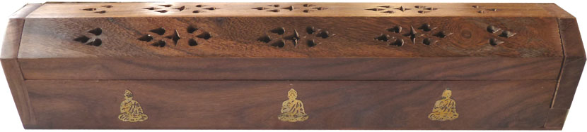 Porte encens hut en bois bouddha 30cm