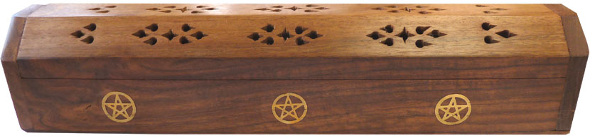 Porte encens hut en bois pentacle 30cm