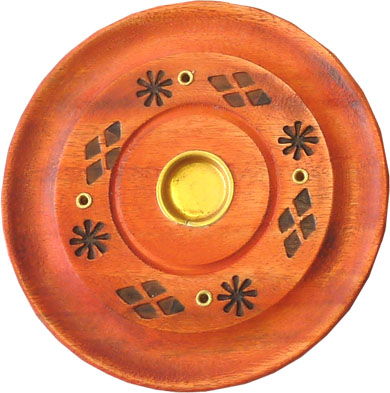 Porte encens rond en bois couleur 10cm x4