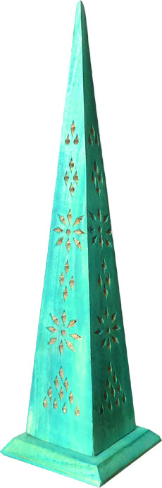 Porte encens tour pointue en bois bleu clair 30cm