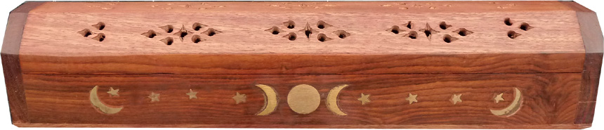 Porte encens hut en bois lunes & etoiles 30cm