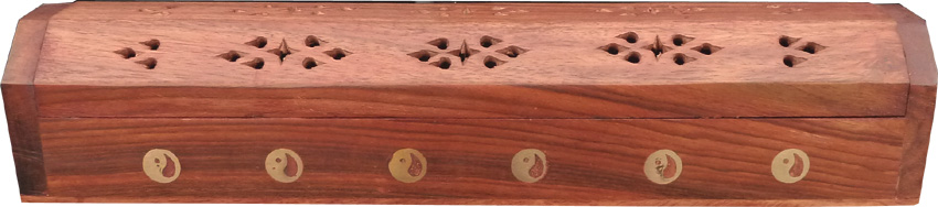 Porte encens hut en bois ying yang 30cm