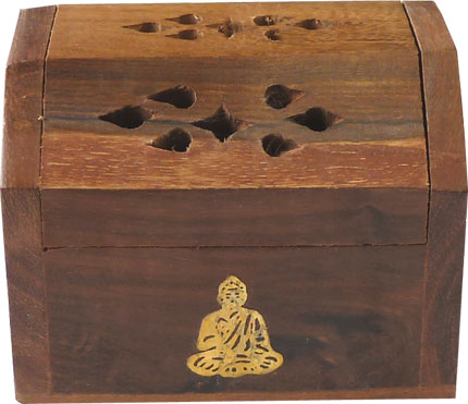 Porte encens cones en bois coffre differents motifs 8cm