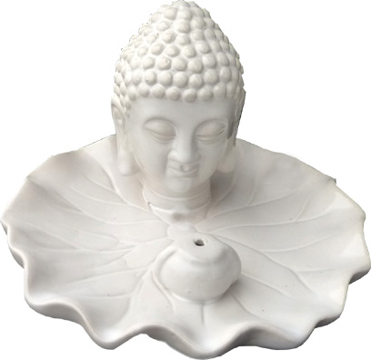 Porte encens tête de Bouddha Blanc