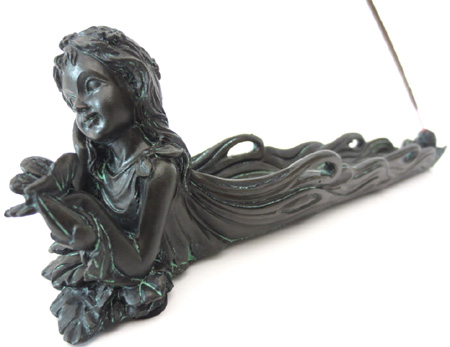 Porte encens elfe & papillon noir 24cm