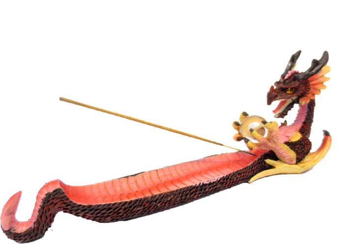 Porte encens dragon résine couleur 32cm