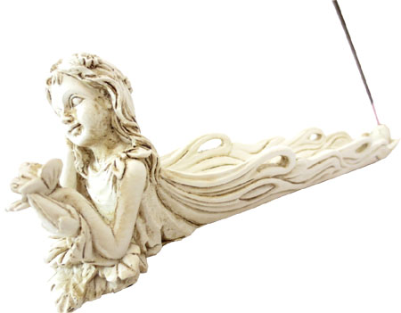 Porte encens elfe & papillon blanc 24cm