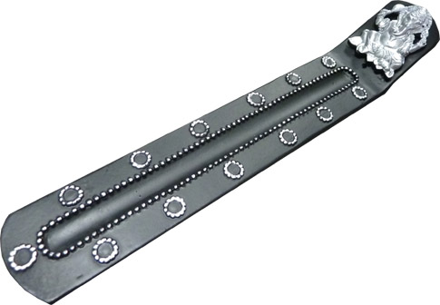 Porte encens résine ganesh argenté 28cm