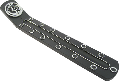 Porte encens résine om argenté 28cm