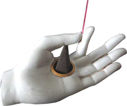 Porte encens main blanche 11cm