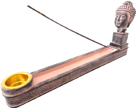 Porte encens résine tete de bouddha 26cm