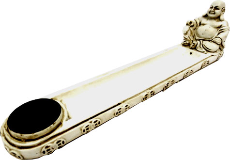 Porte encens bouddha chinois assis blanc 26cm