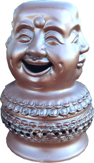 Porte encens terracotta bouddha 4 faces