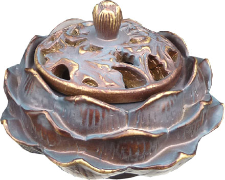 Porte encens cones lotus bronze & or