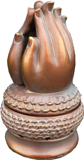 Porte encens main méditation bronze