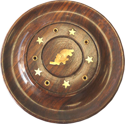Porte encens en bois rond élephant 10cm