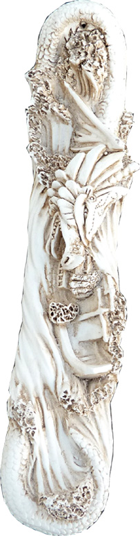 Porte encens dragon resine blanc 24cm