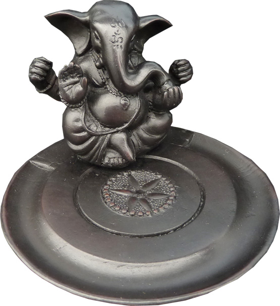 Porte encens résine ganesh rond 10x7cm