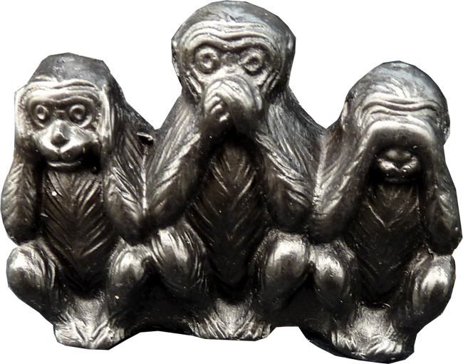 4 portes encens resine singes de la sagesse noirs 5.50cm