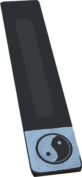 Porte encens pierre saponite noir & gris ying yang X2