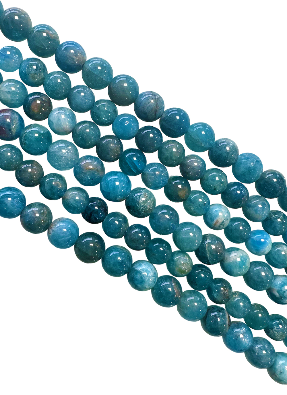 Blue Apatite 6mm pearls on string