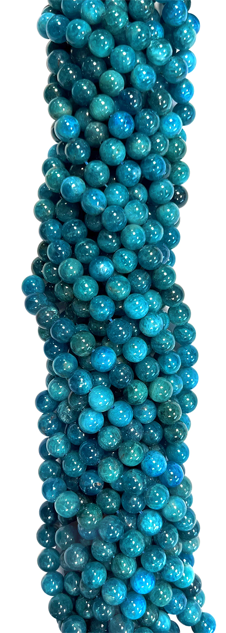 Perline di Apatita Blu AA+ da 8mm su filo da 40cm