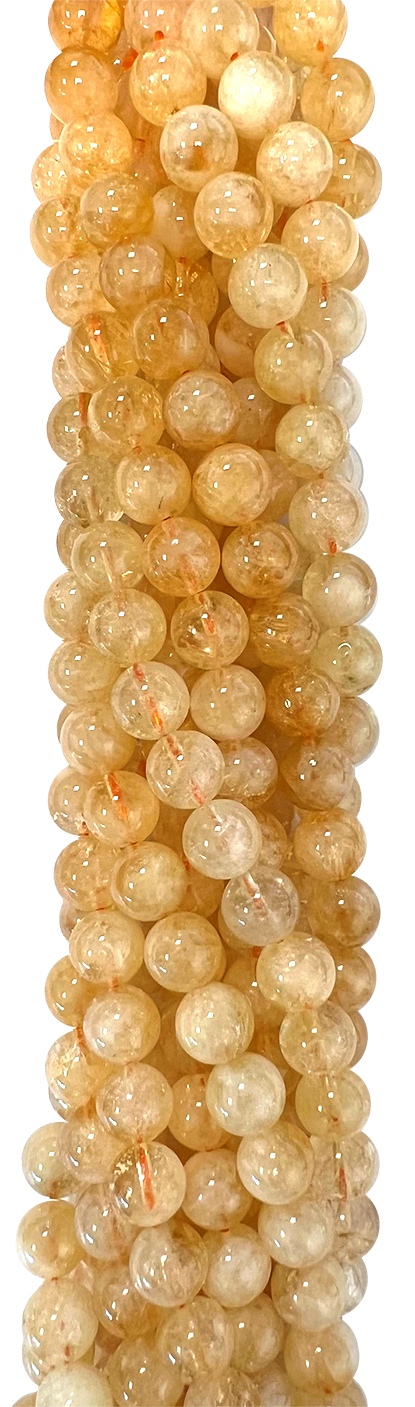 Perlas de Citrino Natural de 10mm en hilo de 40cm