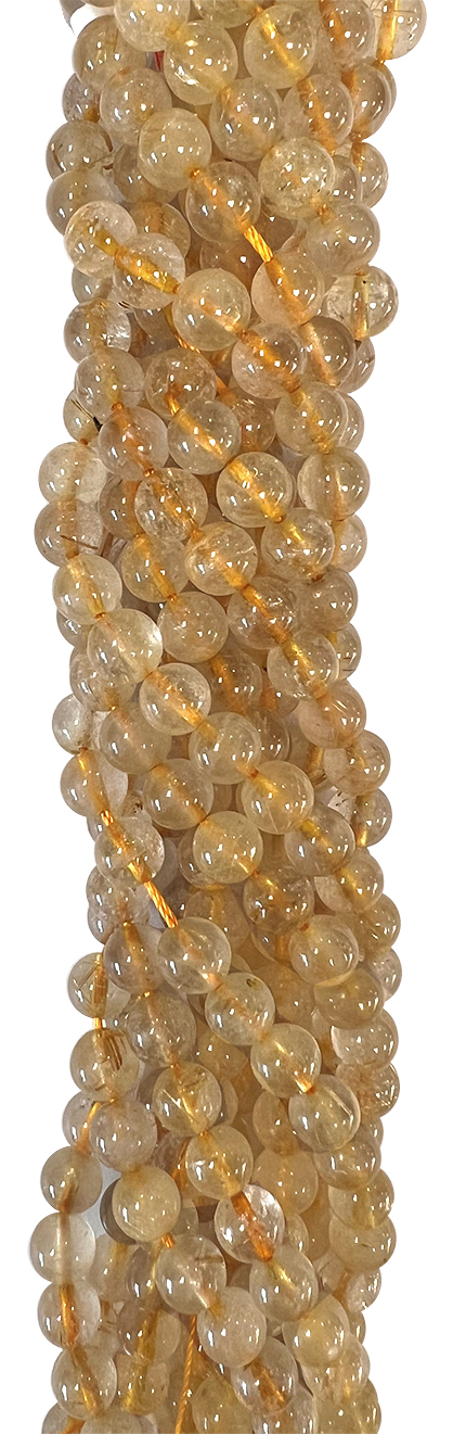 Perlas de Cristal de roca rutilo A de 6mm en hilo de 40cm