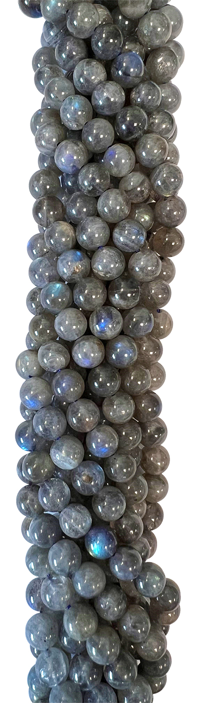 Perlas de labradorita AA+ de 8mm en hilo de 40cm.