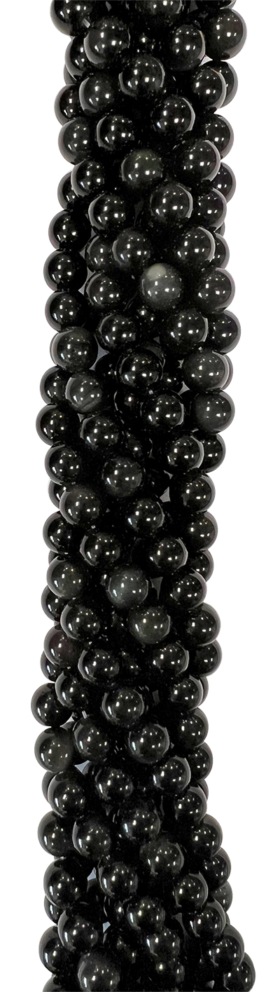 Obsidian Rainbow A 6mm pearls on string