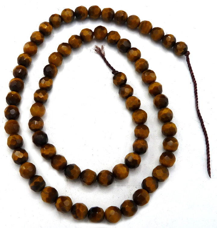 Oeil de tigre faceté perles 6mm sur fil 40cm